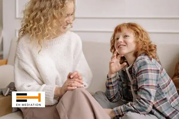 Happy mother and child after sorting child arrangements mediation Sheerness